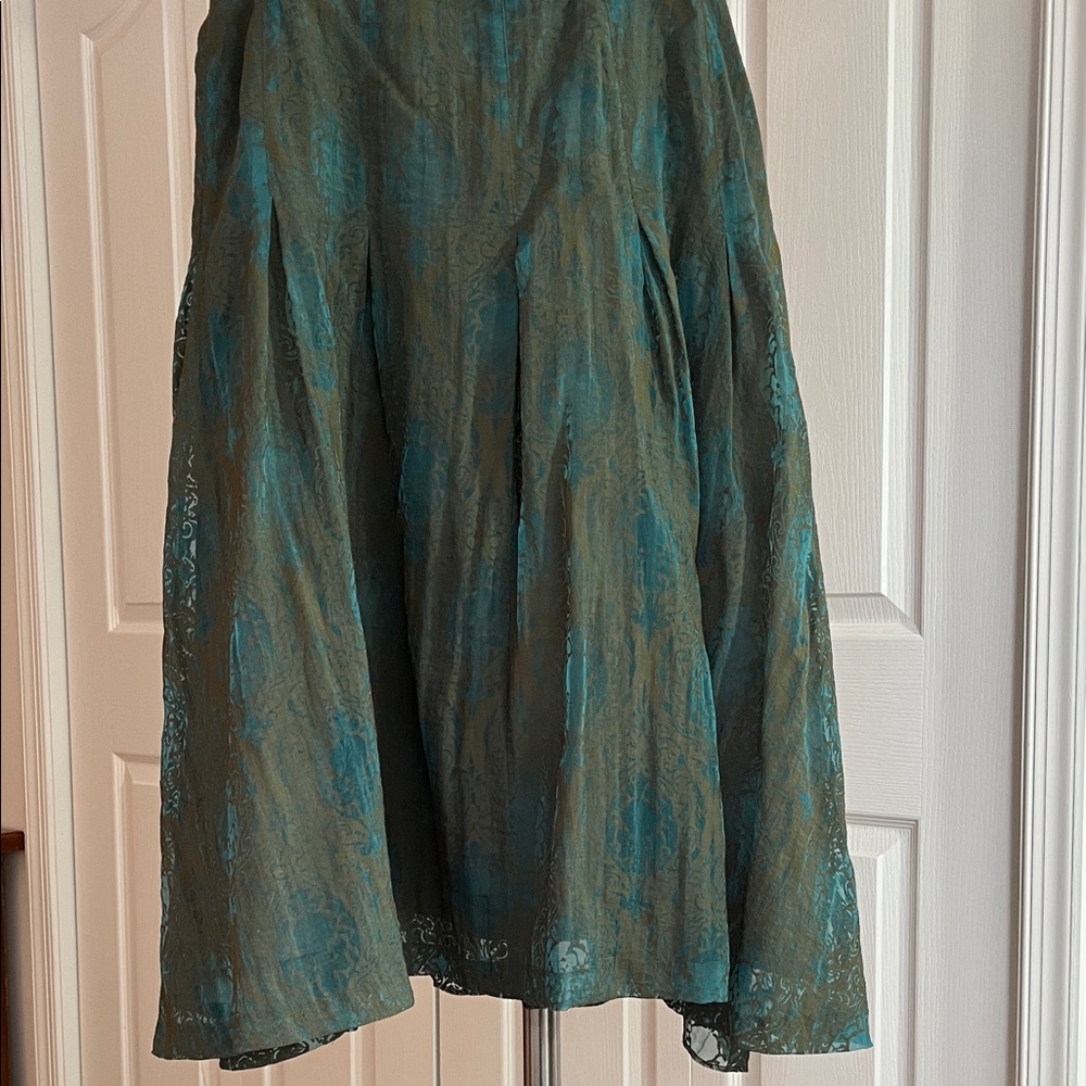 Coldwater Creek Teal Lace Midi Skirt